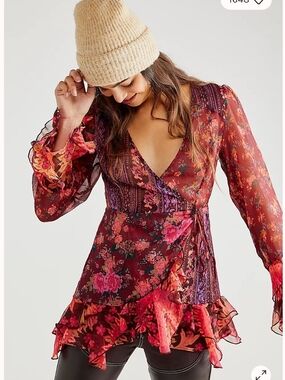 Free People Magic Hour Wrap Top L